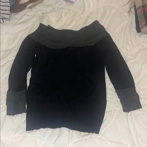 Black and Gray Off-Shoulder Sweater